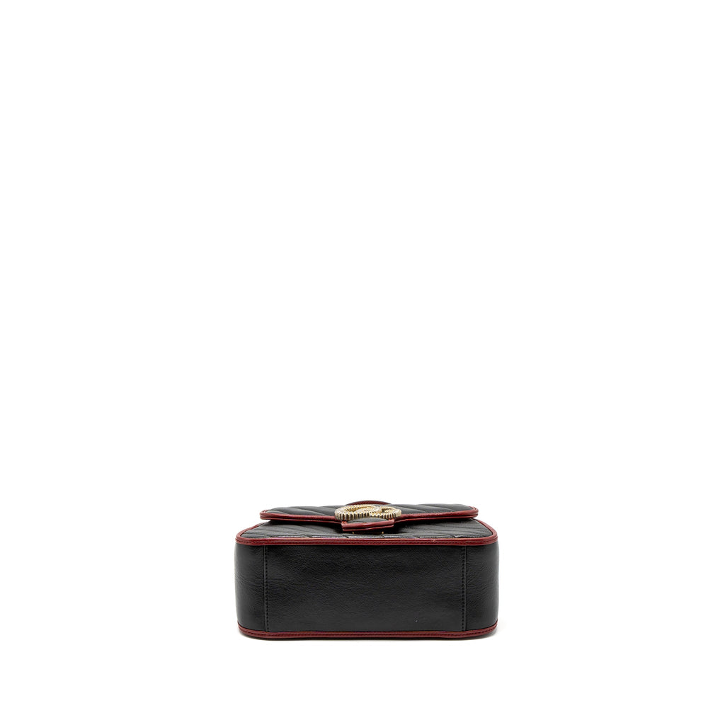 GUCCI GG MARMONT MINI TOP HANDLE BAG CALFSKIN BLACK/RED GHW