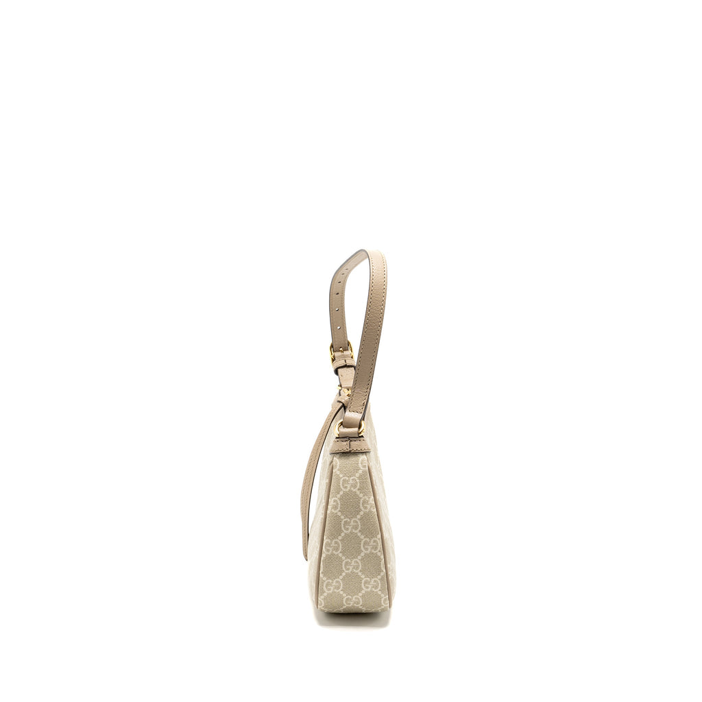 GUCCI OPHIDIA SMALL SHOULDER BAG GG SUPREME CANVAS BEIGE / WHITE GHW