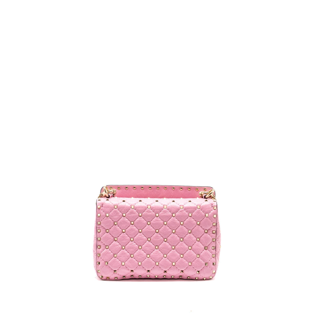 VALENTINO MEDIUM ROCKSTUD SPIKE BAG LEATHER PINK GHW