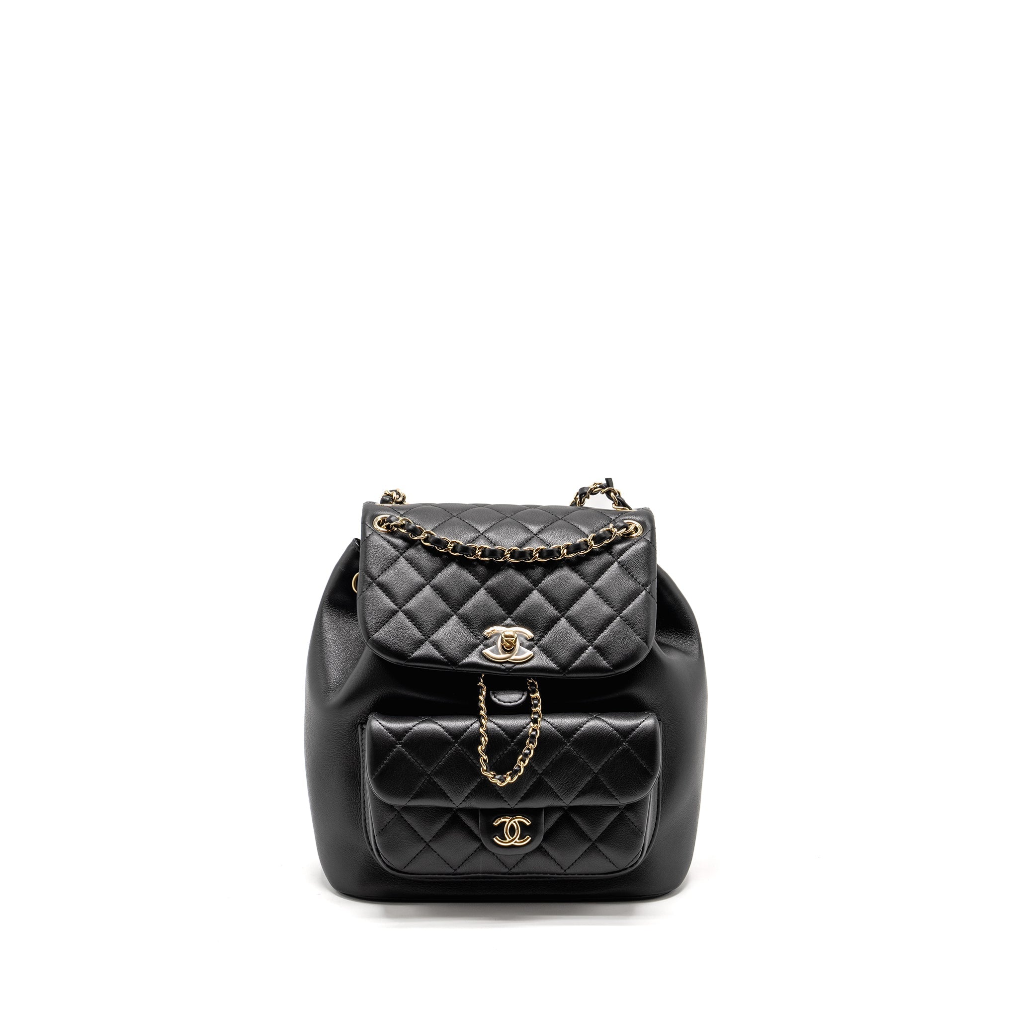 CHANEL 23C LARGE DUMA BACKPACK CALFSKIN BLACK LGHW (MICROCHIP)