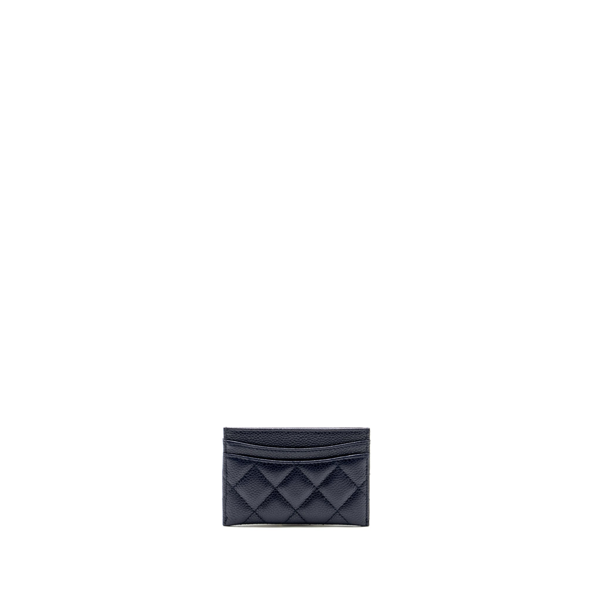 CHANEL CLASSIC CARD HOLDER CAVIAR NAVY GHW