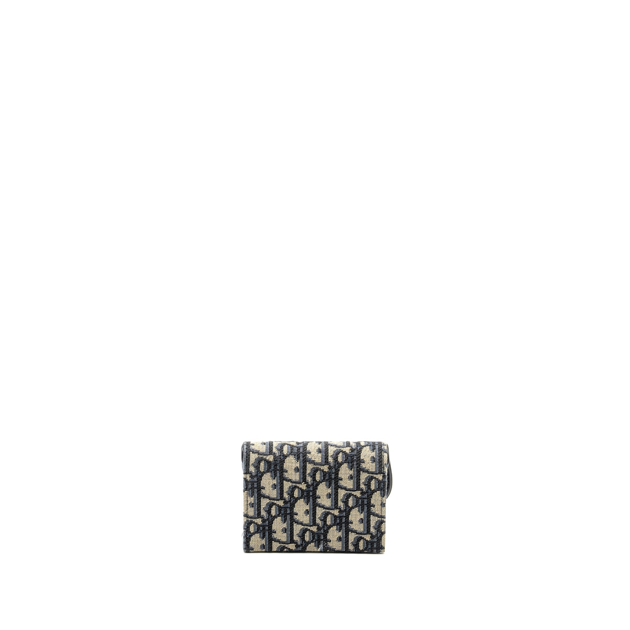 DIOR SADDLE LOTUS WALLET BLUE OBLIQUE JACQUARD GHW