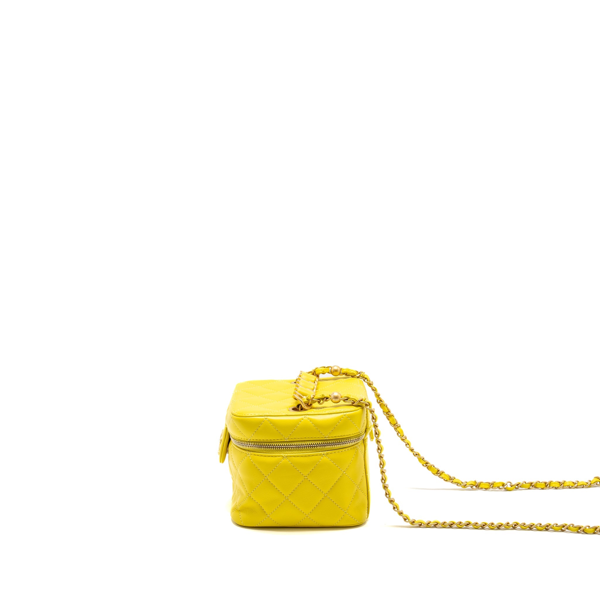 CHANEL CC VANITY CASE BAG CALFSKIN YELLOW GHW (MICROCHIP)