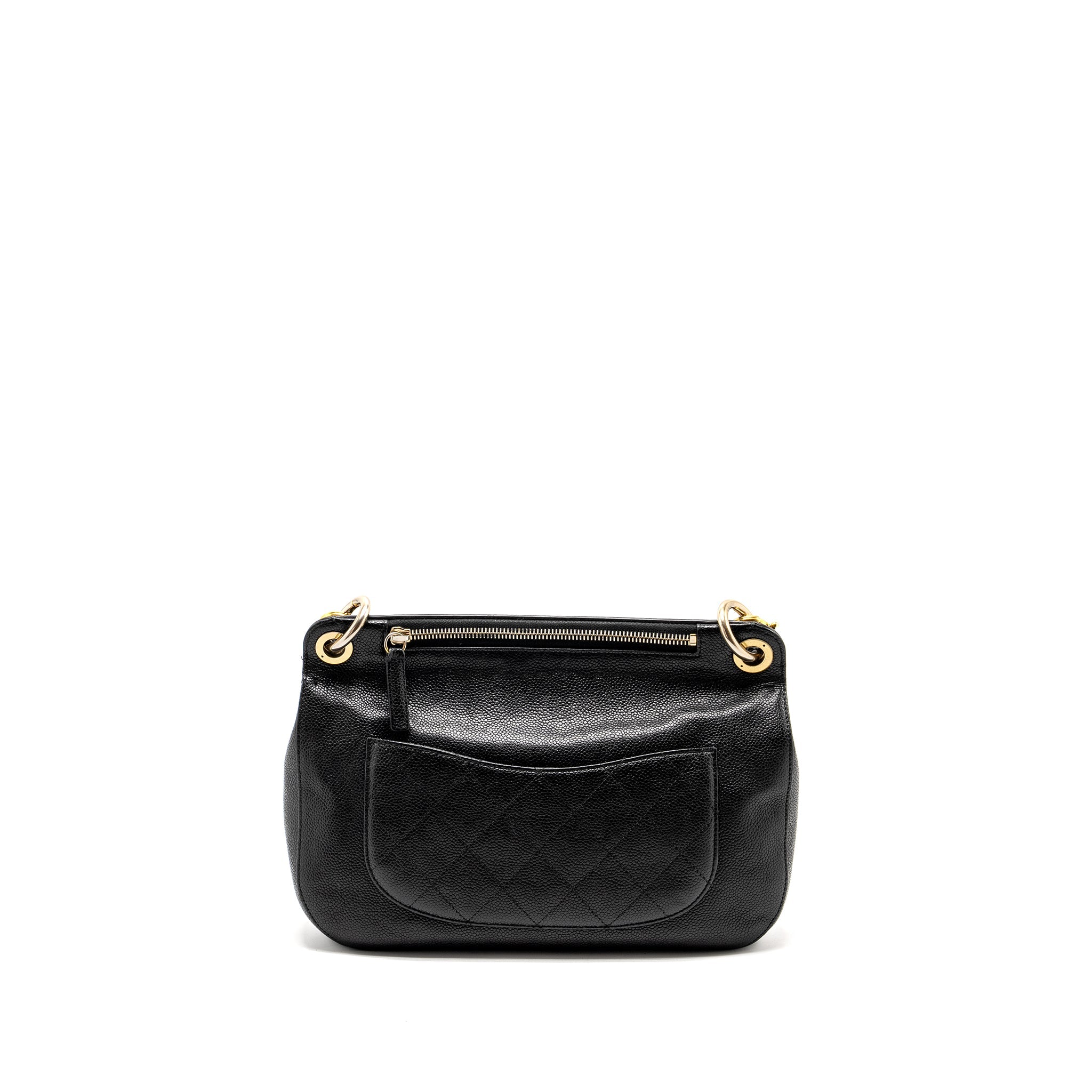 CHANEL LARGE TOP HANDLE FLAP BAG GRAINED CALFSKIN BLACK GHW