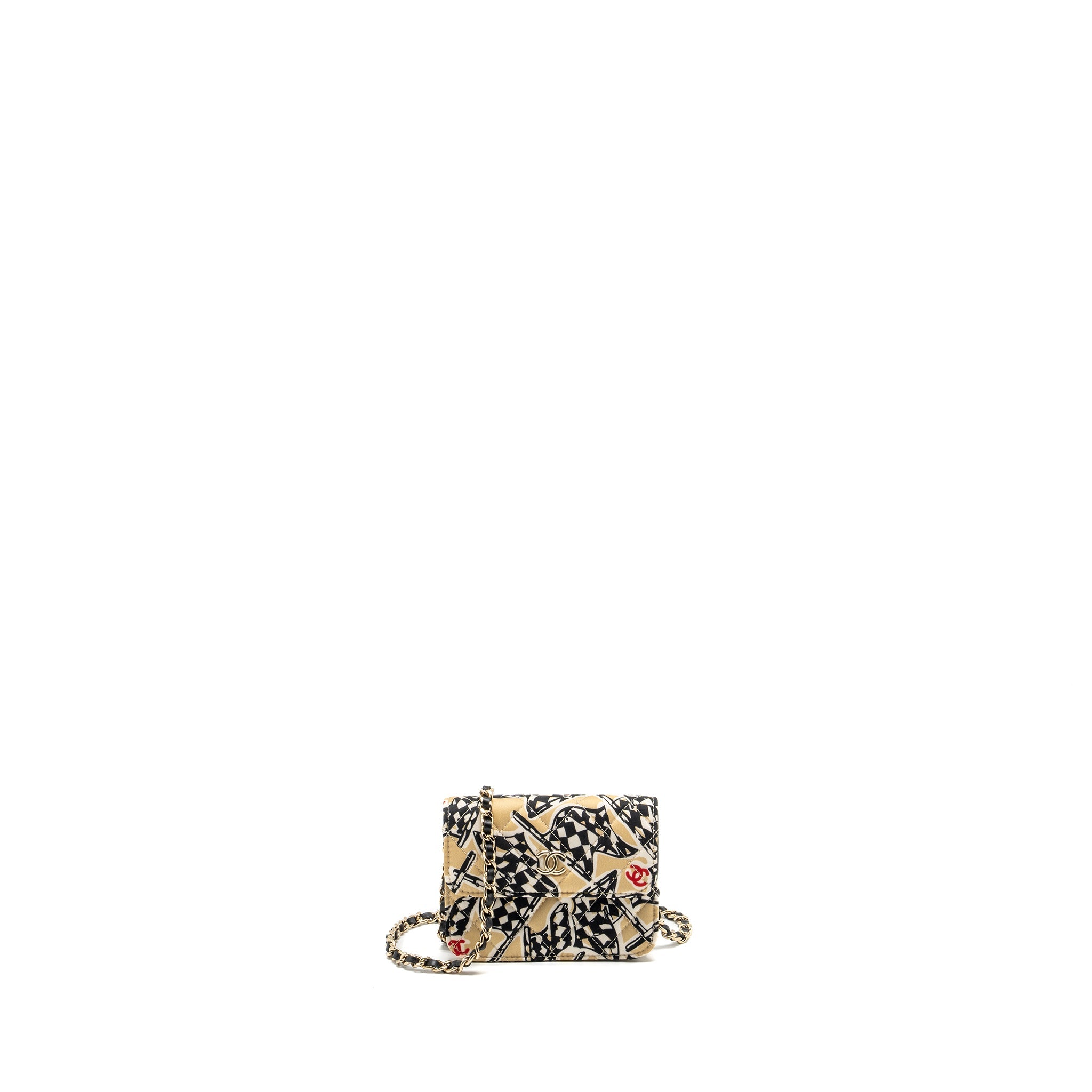 CHANEL MINI CLUTCH WITH CHAIN FABRIC MULTICOLOUR LGHW (MICROCHIP)