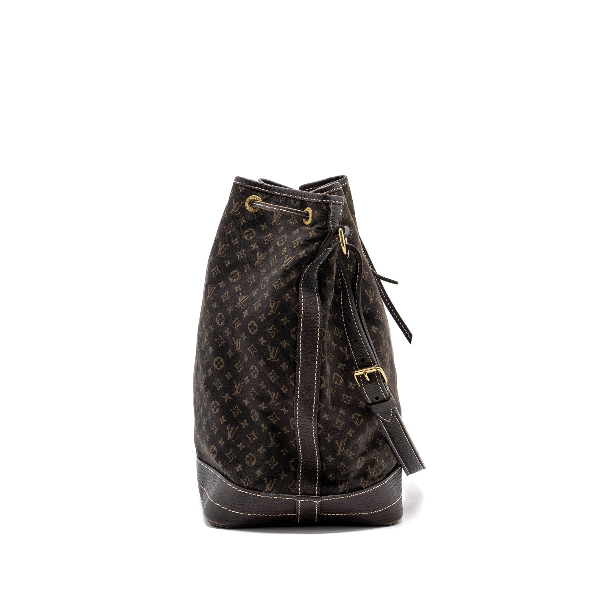 LOUIS VUITTON LIN NOE BAG FABRIC / LEATHER EBENE GHW