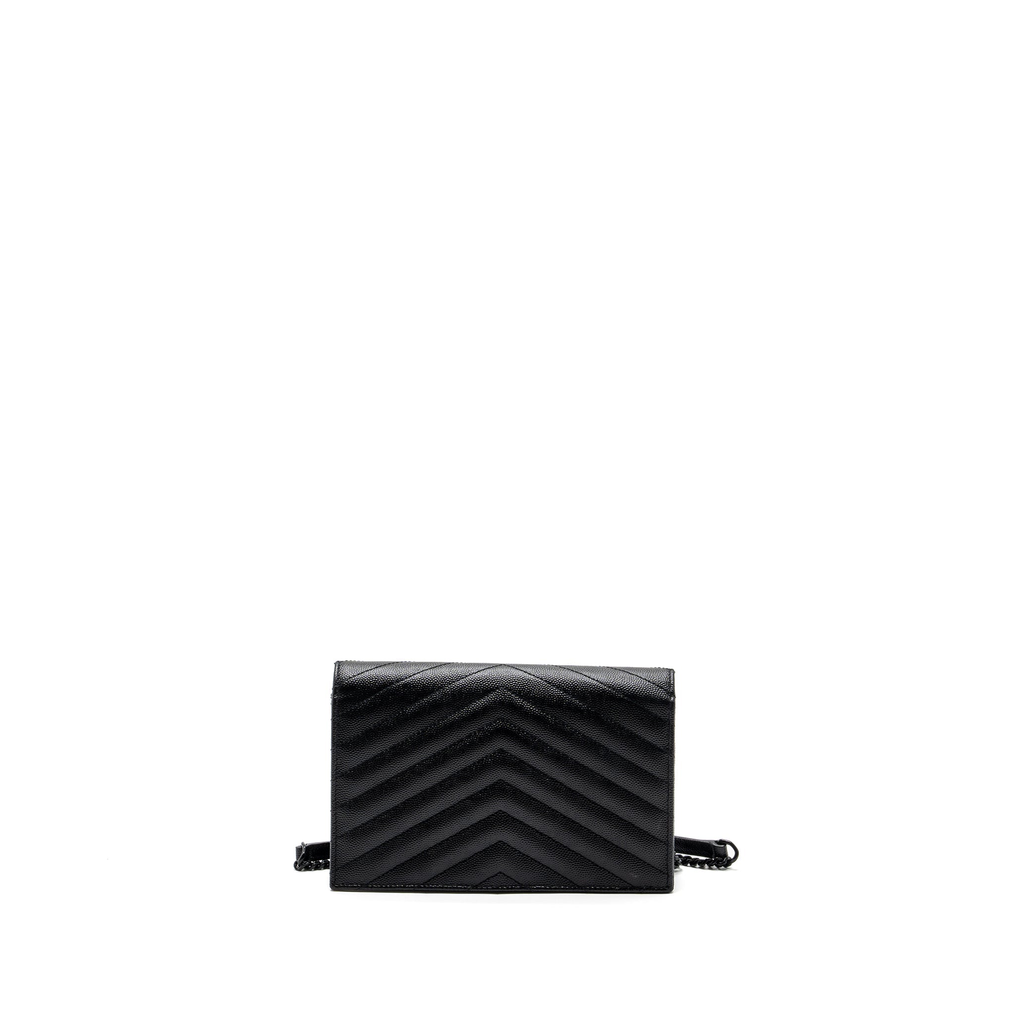 SAINT LAURENT/YSL ENVELOPE CHAIN WALLET CALFSKIN BLACK / BLACK HARDWARE