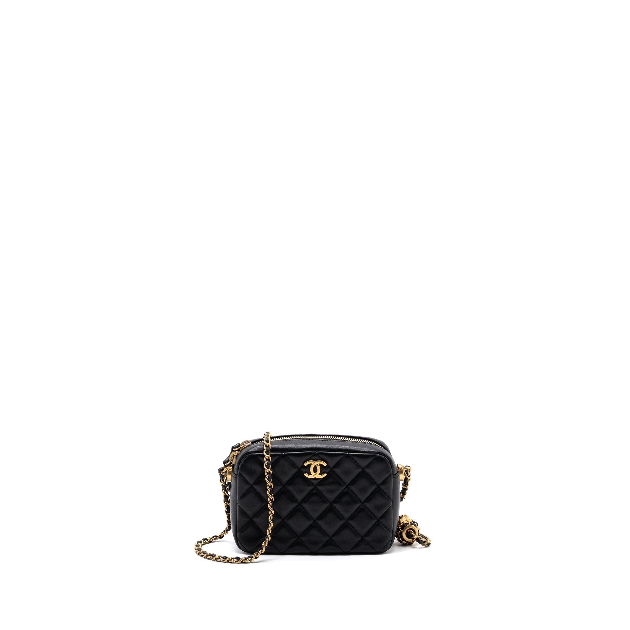 CHANEL PEARL CRUSH CAMERA BAG LAMBSKIN BLACK GHW (MICROCHIP)