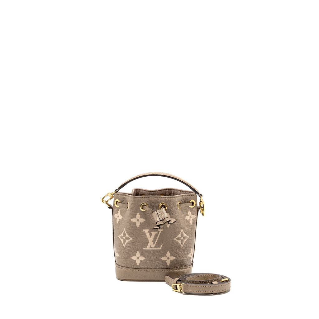 LOUIS VUITTON NANO NOE MONOGRAM EMPREINTE CALFSKIN LEATHER GREY GHW