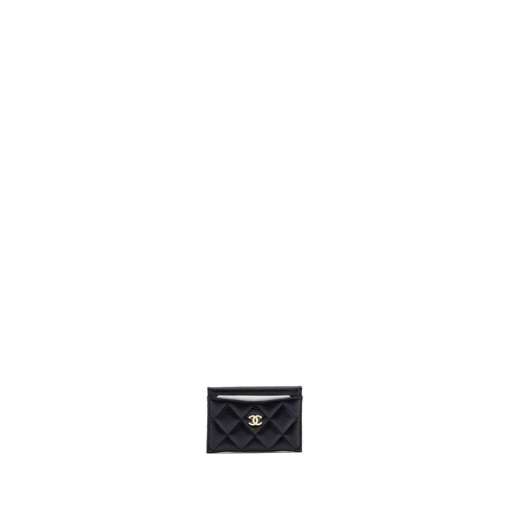 CHANEL CLASSIC CARD HOLDER CAVIAR BLACK GHW (MICROCHIP)