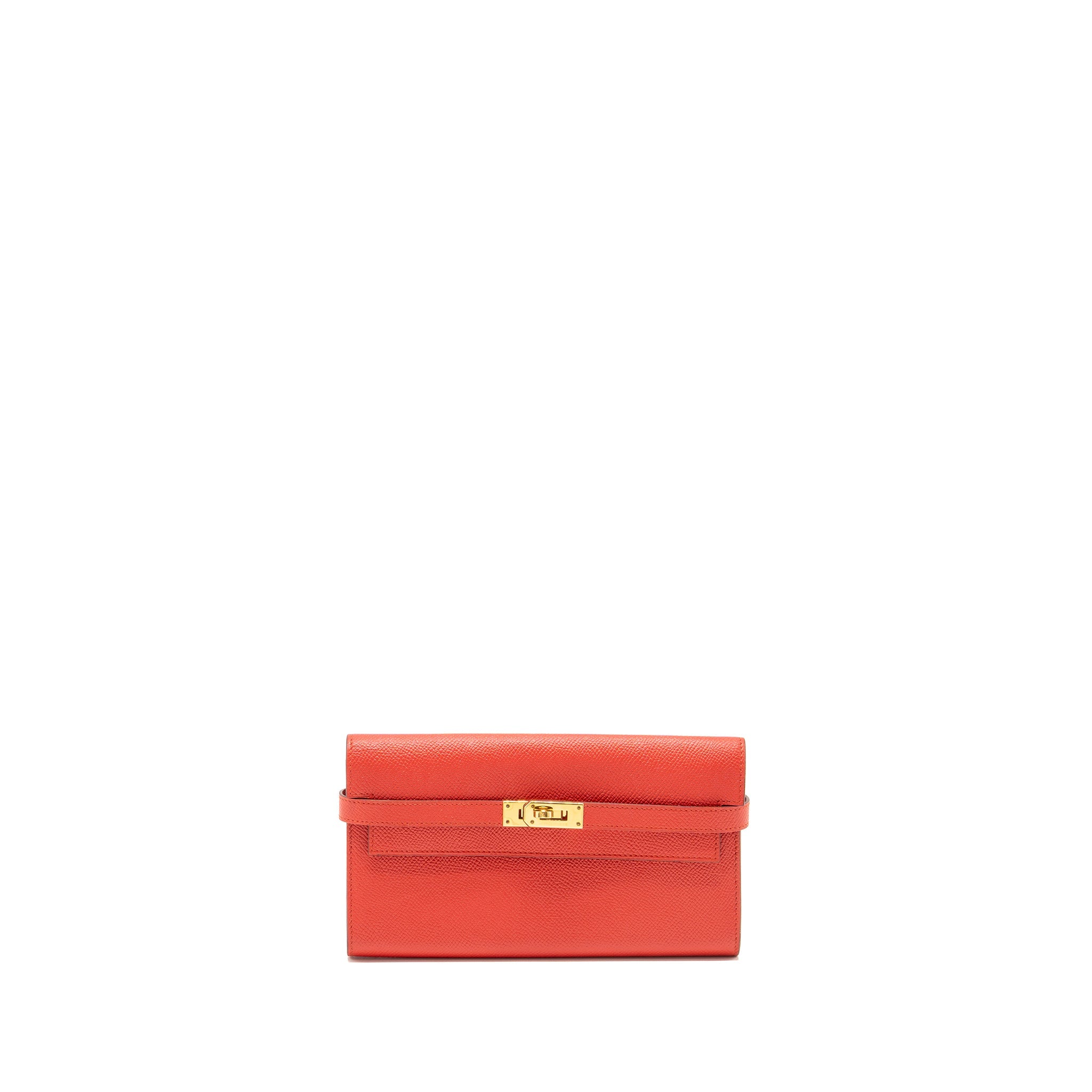 HERMES KELLY LONG WALLET EPSOM ROUGE TOMATE GHW