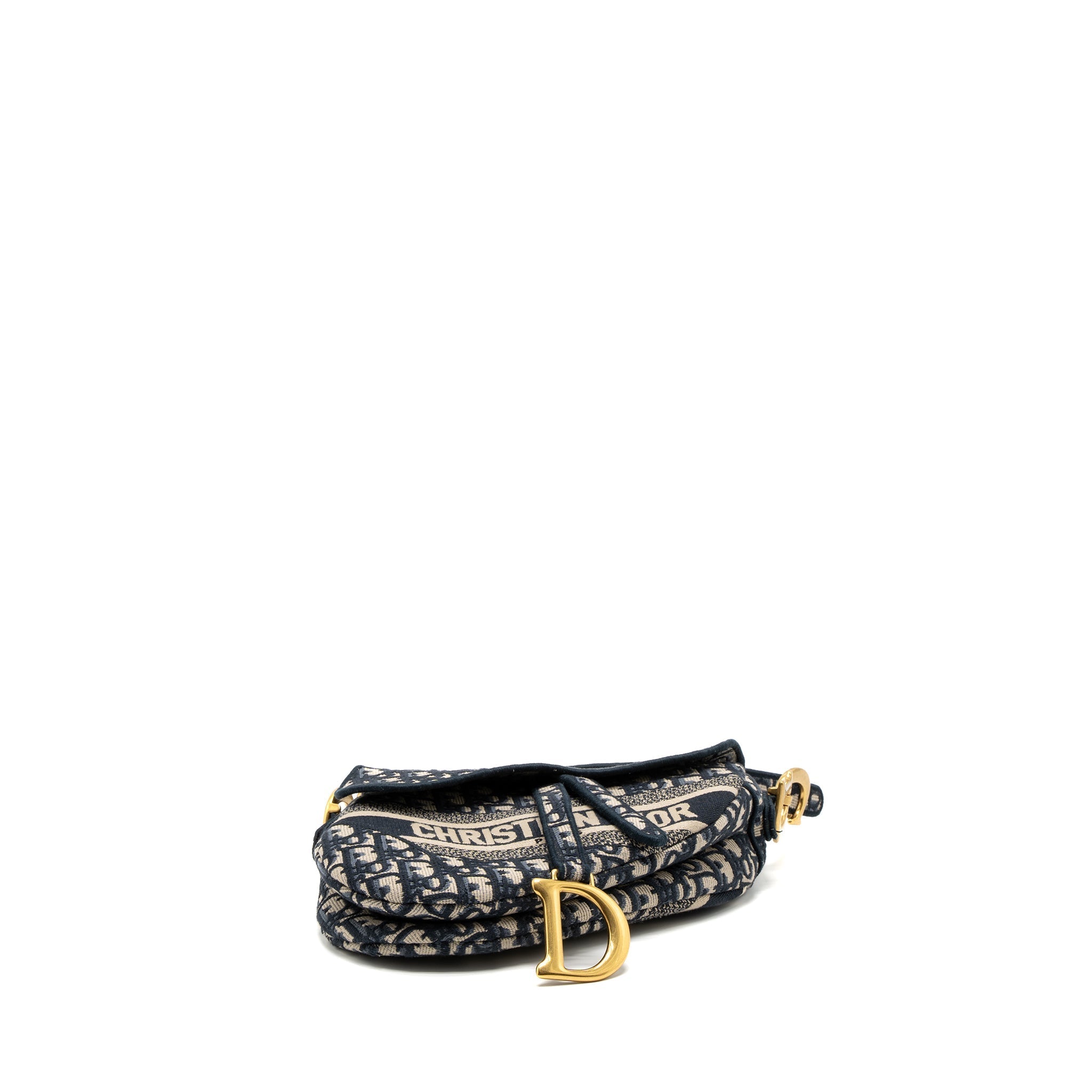 DIOR SADDLE BAG BLUE OBLIQUE EMBROIDERY GHW
