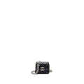 CHANEL MINI FLAP BAG WITH COCO ENAMEL CHAIN CAVIAR BLACK SHW