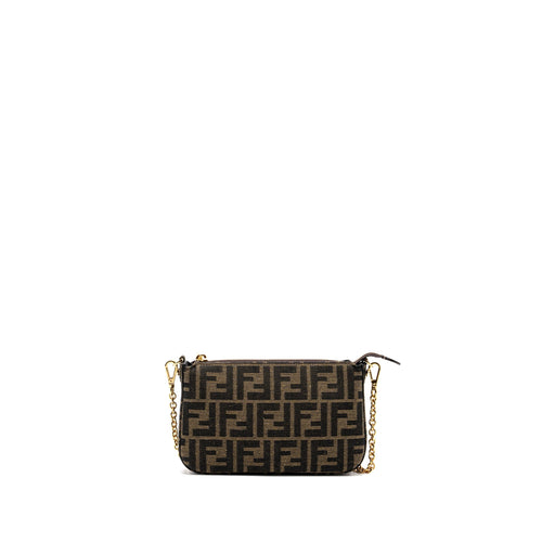 FENDI BAGUETTE POUCH BROWN JACQUARD FF FABRIC GHW