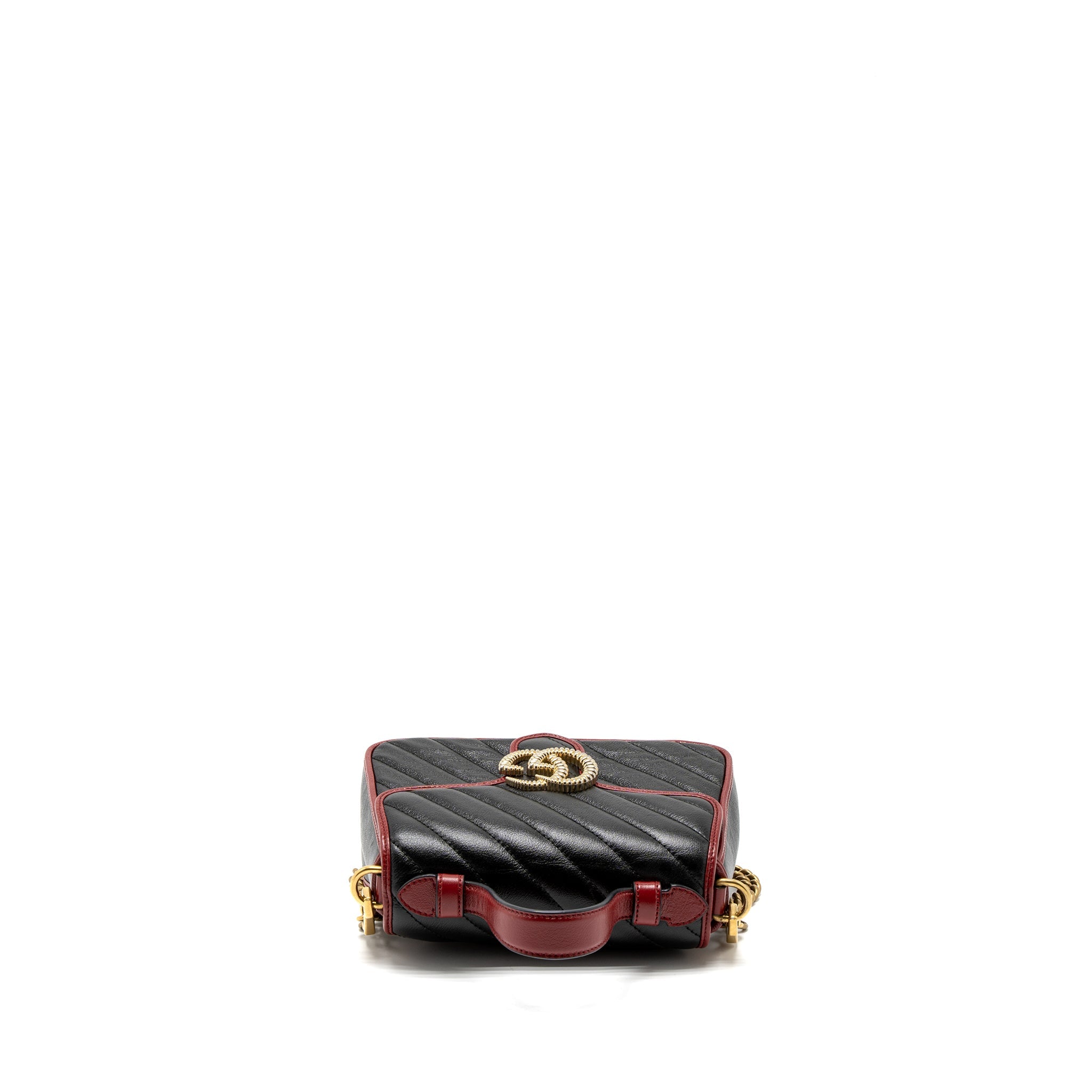 GUCCI GG MARMONT MINI TOP HANDLE BAG CALFSKIN BLACK/RED GHW