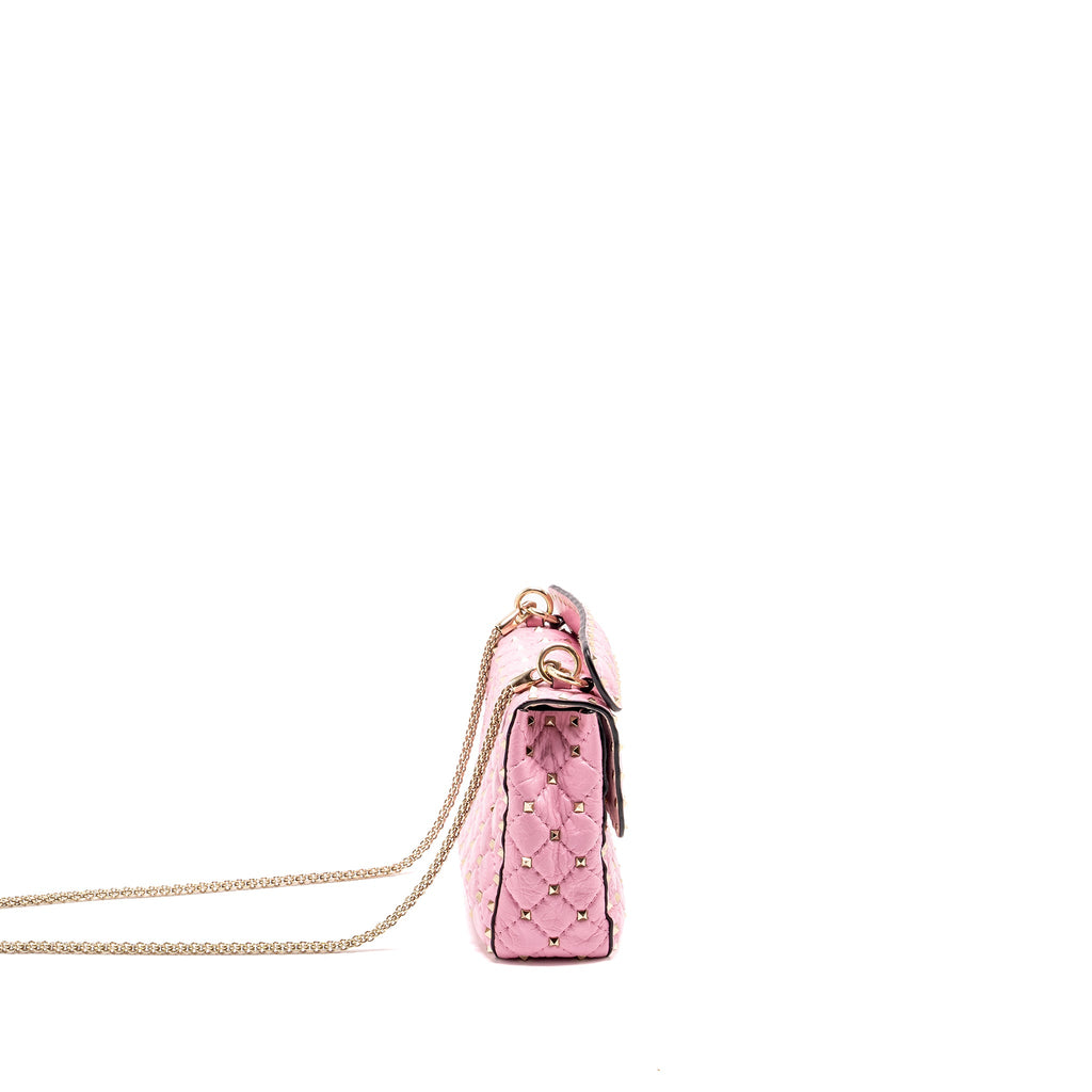 VALENTINO MEDIUM ROCKSTUD SPIKE BAG LEATHER PINK GHW