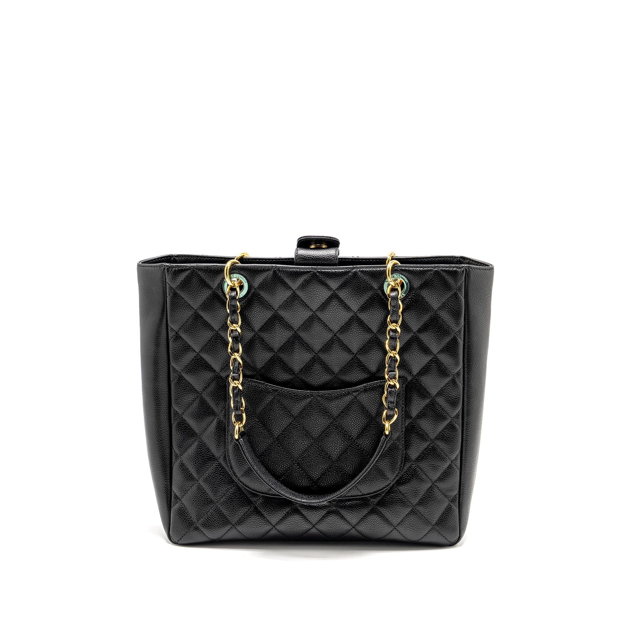 CHANEL PETIT SHOPPING TOTE BAG CAVIAR BLACK GHW