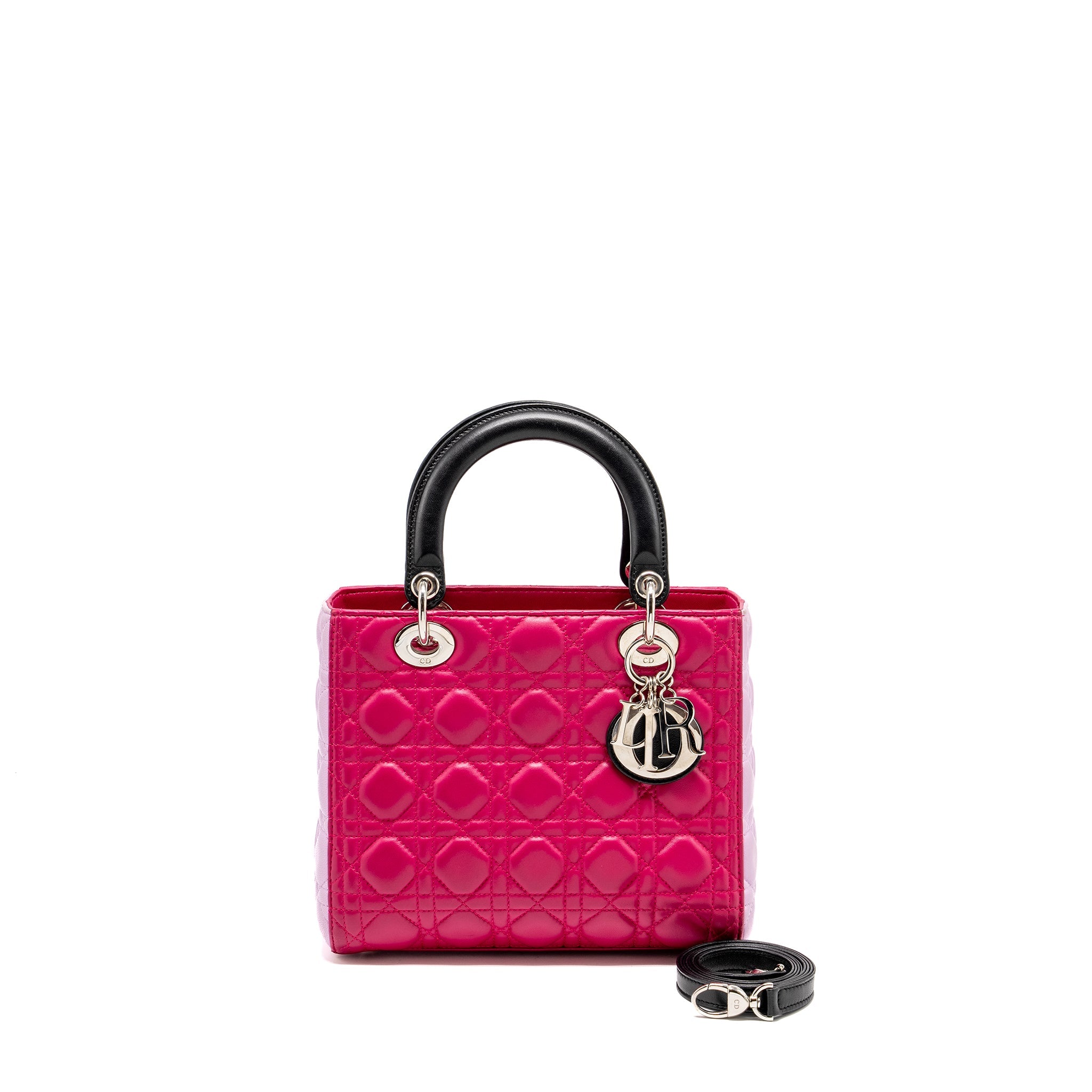 DIOR MEDIUM LADY DIOR LAMBSKIN PINK / MULTICOLOUR SHW