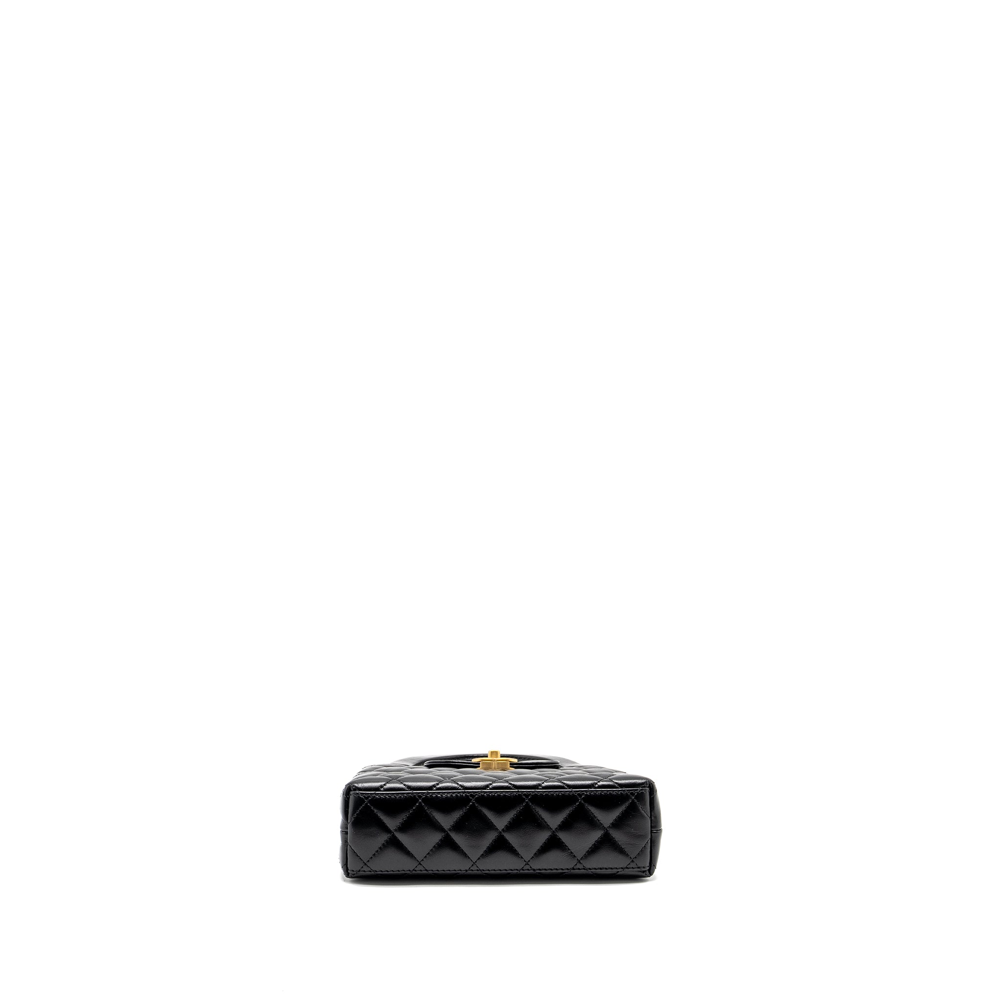 CHANEL MINI KELLY SHOPPING TOTE BAG CALFSKIN BLACK GHW (MICROCHIP)
