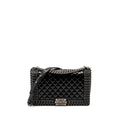 CHANEL NEW MEDIUM CHAIN EDGE BOY BAG CALFSKIN BLACK RUTHENIUM SHW