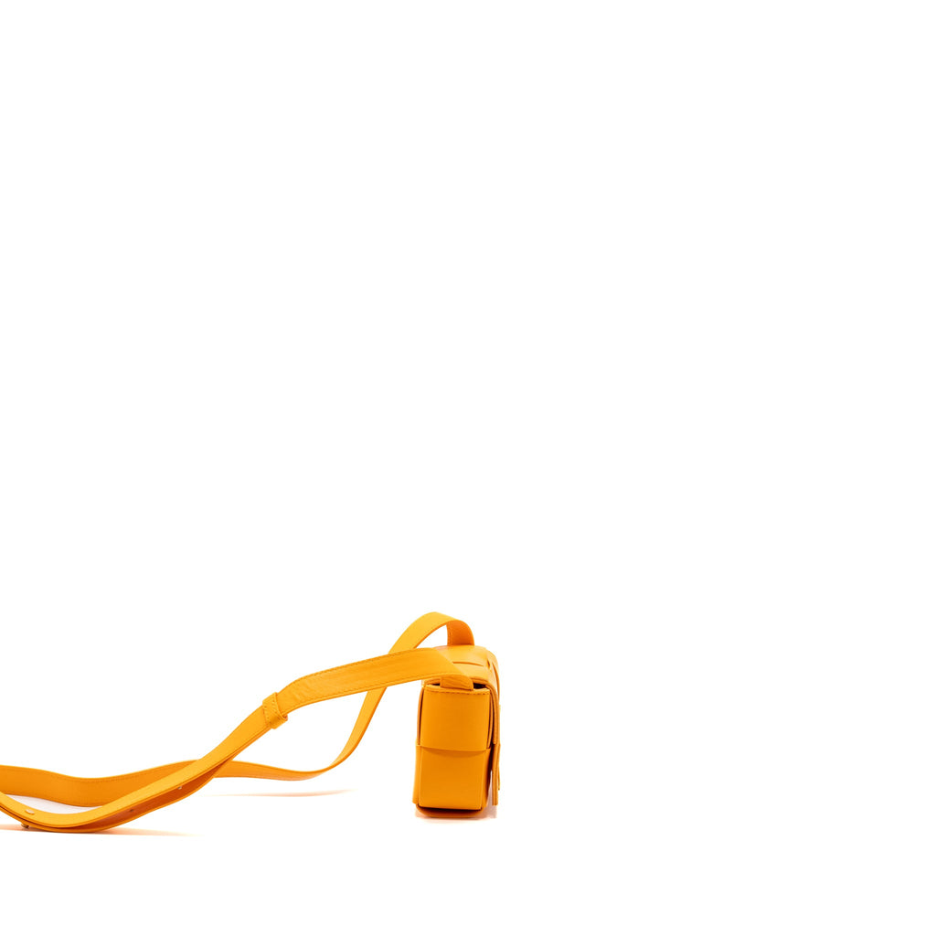 BOTTEGA VENETA MINI CASSETTE CROSSBODY BAG LAMBSKIN ORANGE GHW