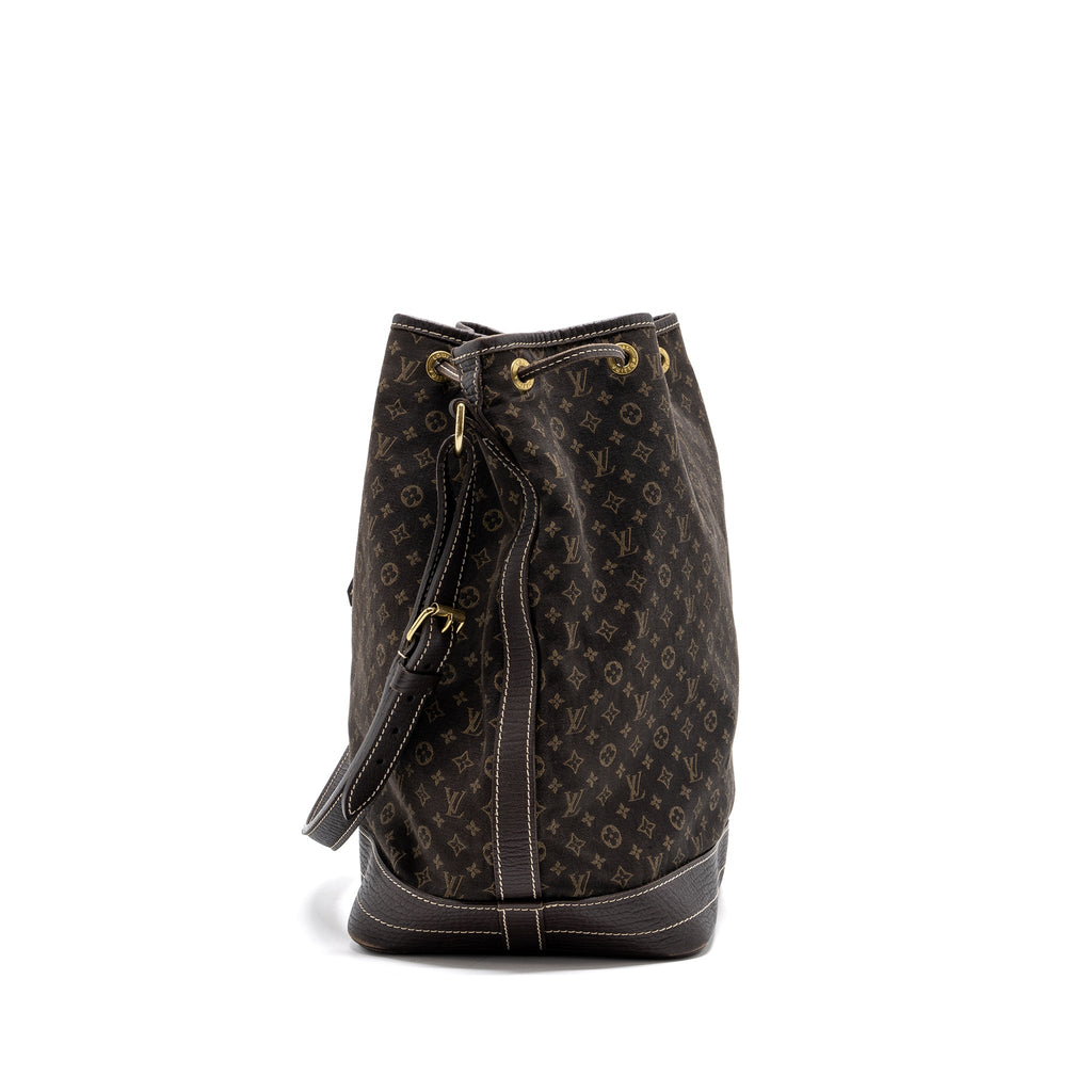 LOUIS VUITTON LIN NOE BAG FABRIC / LEATHER EBENE GHW