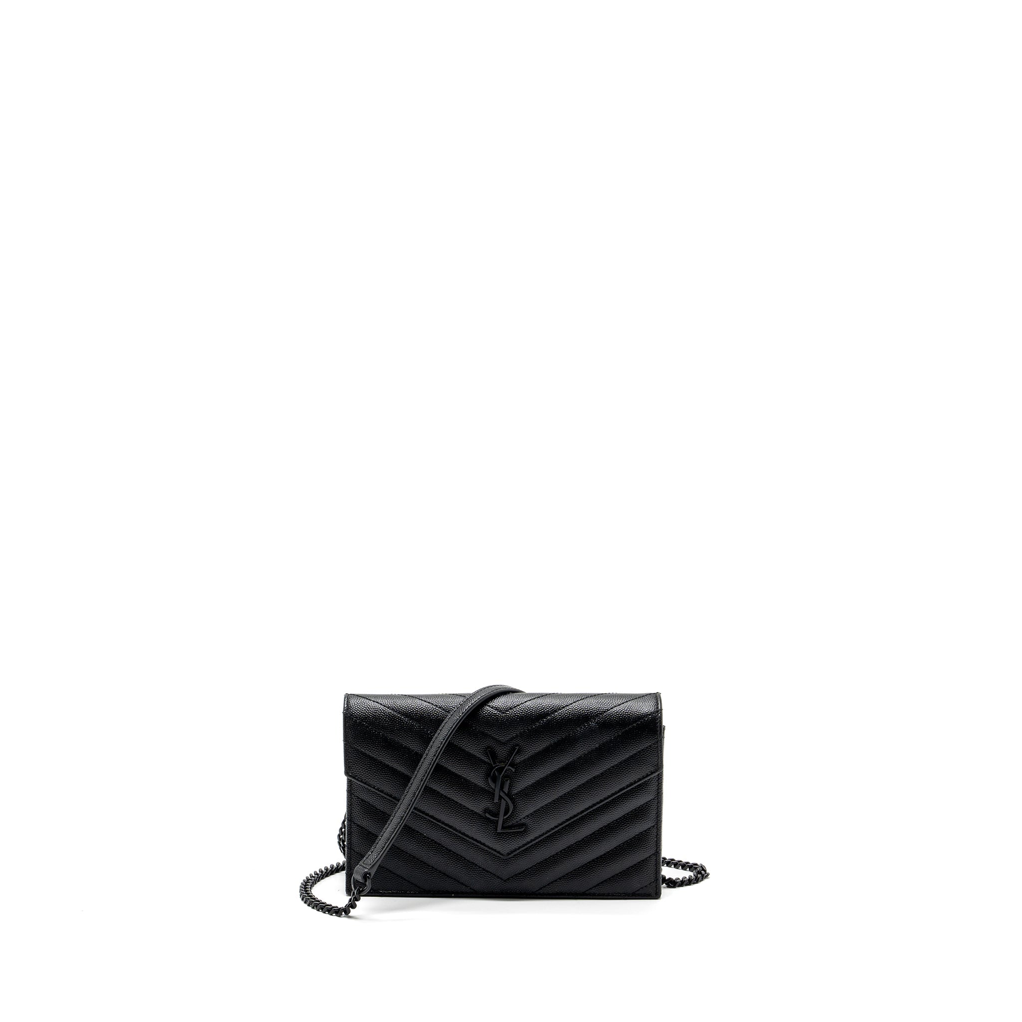 SAINT LAURENT/YSL ENVELOPE CHAIN WALLET CALFSKIN BLACK / BLACK HARDWARE