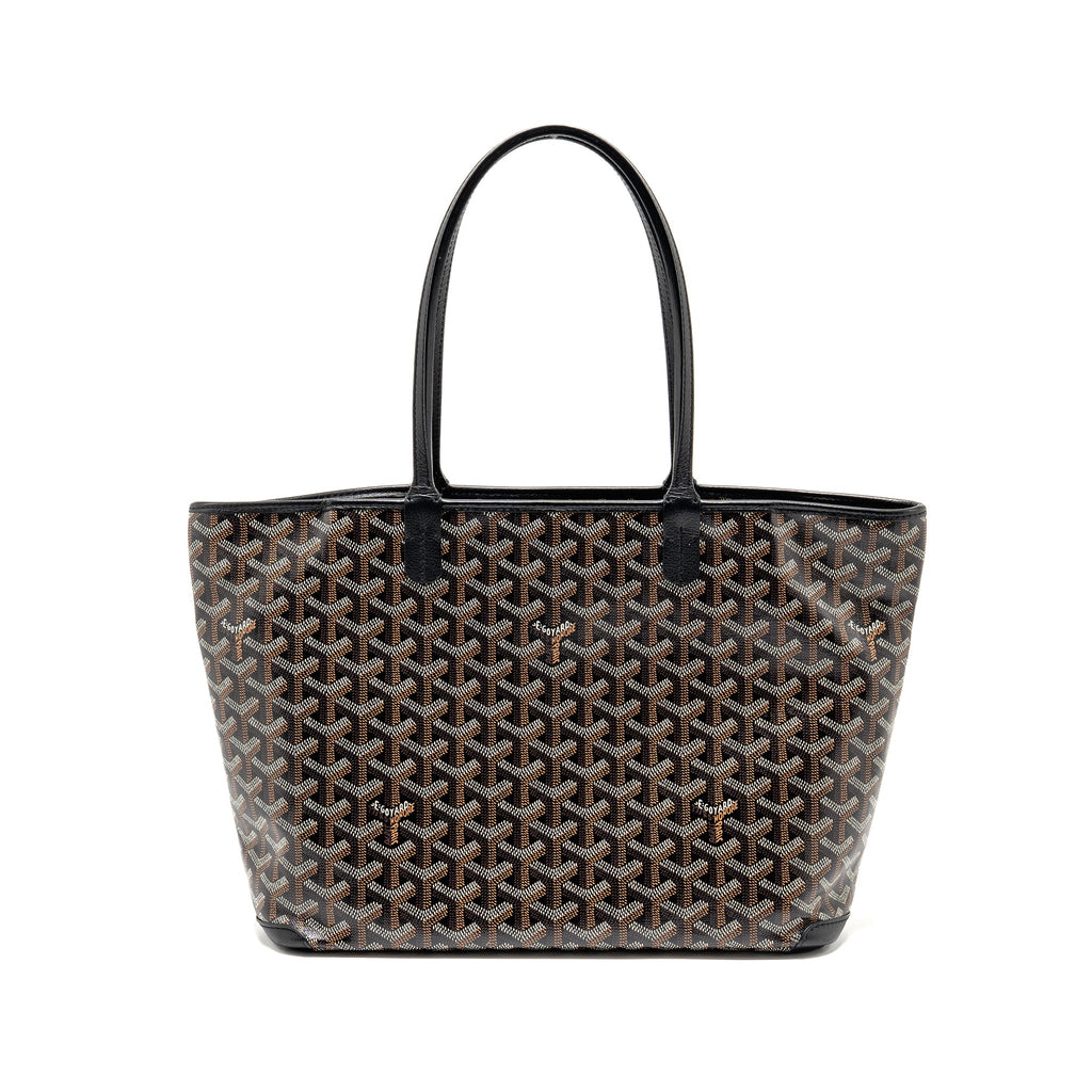 GOYARD ARTOIS PM HANDBAG GOYARDINE CANVAS/CALFSKIN BLACK SHW