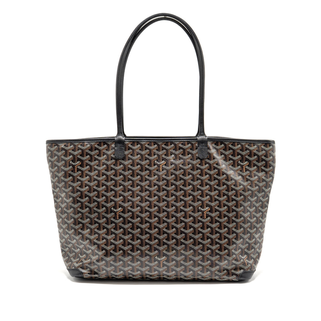 GOYARD ARTOIS MM TOTE BAG GOYARDINE CANVAS/CALFSKIN BLACK SHW