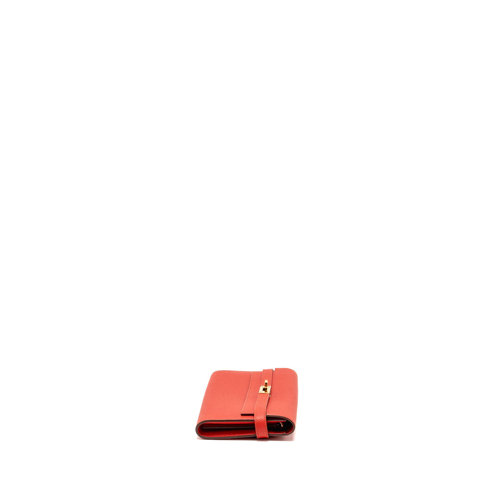 HERMES KELLY LONG WALLET EPSOM ROUGE TOMATE GHW