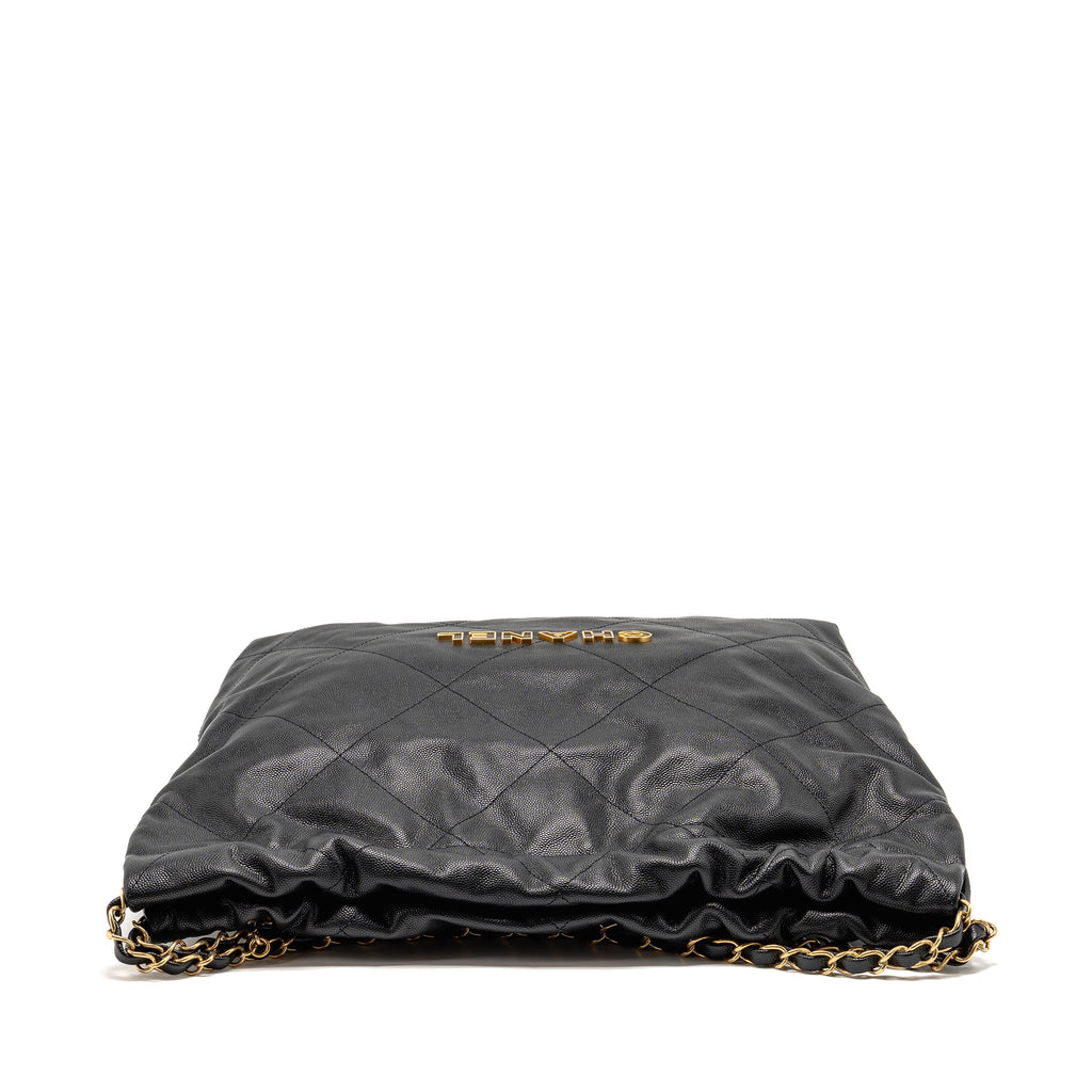 CHANEL MEDIUM 22 BAG CAVIAR BLACK GHW (MICROCHIP)