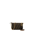 FENDI BAGUETTE POUCH BROWN JACQUARD FF FABRIC GHW