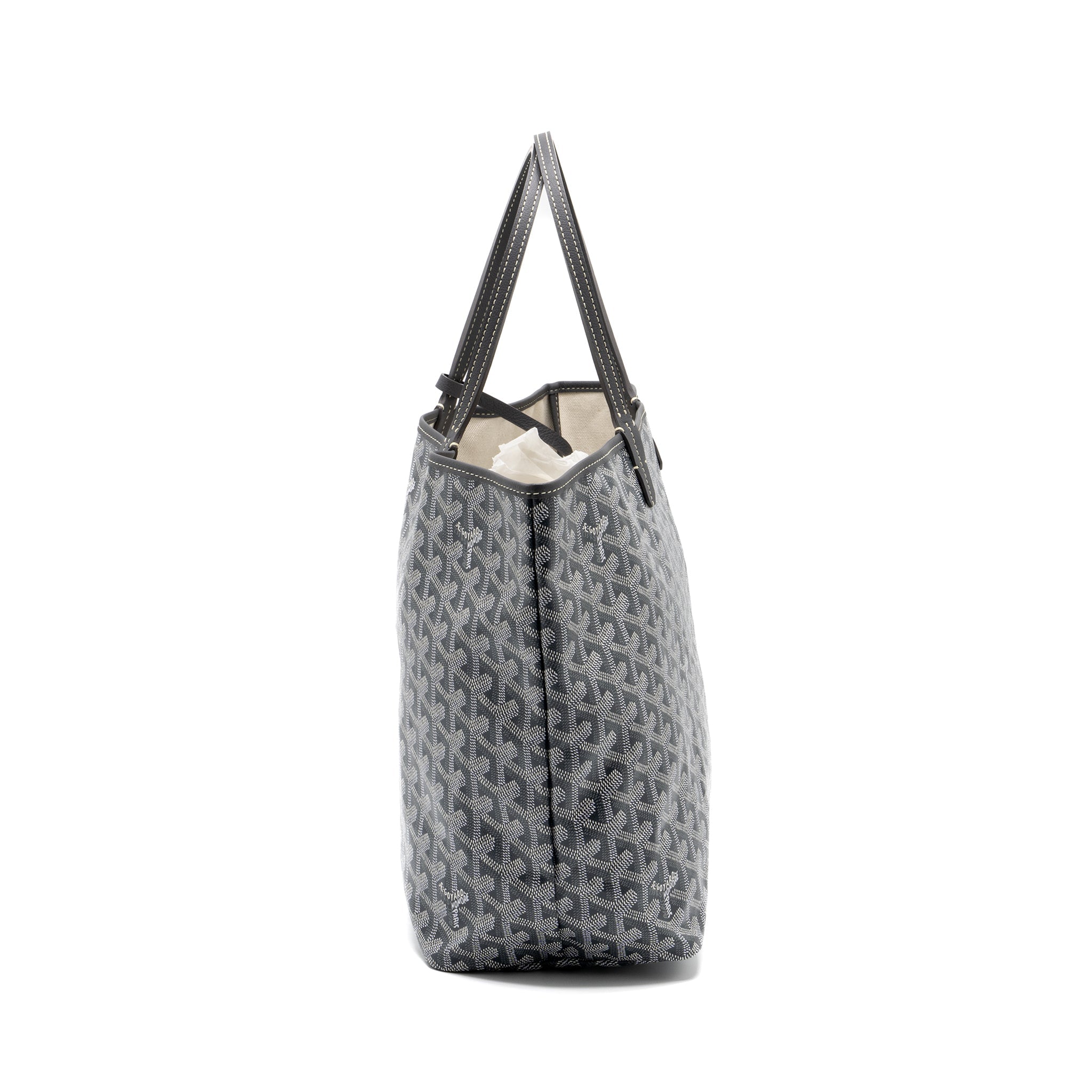 GOYARD SAINT LOUIS PM TOTE BAG GOYARDINE CANVAS GREY SHW