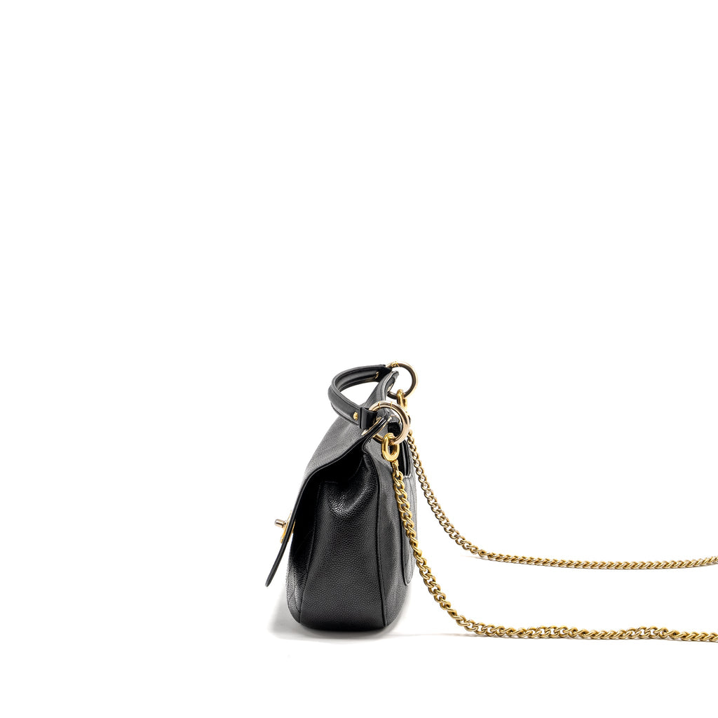 CHANEL LARGE TOP HANDLE FLAP BAG GRAINED CALFSKIN BLACK GHW