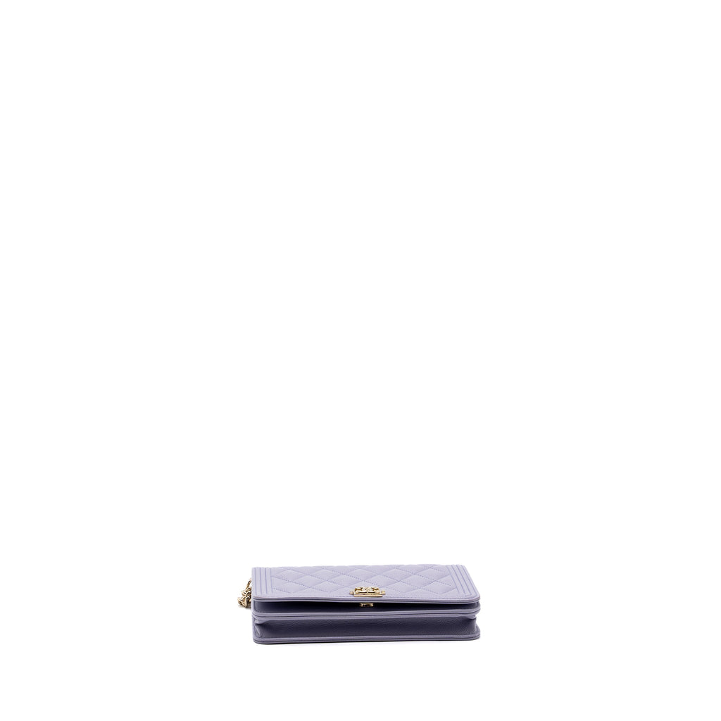 CHANEL BOY WALLET ON CHAIN CAVIAR LIALIC / LIGHT PURPLE LGHW (MICROCHIP)