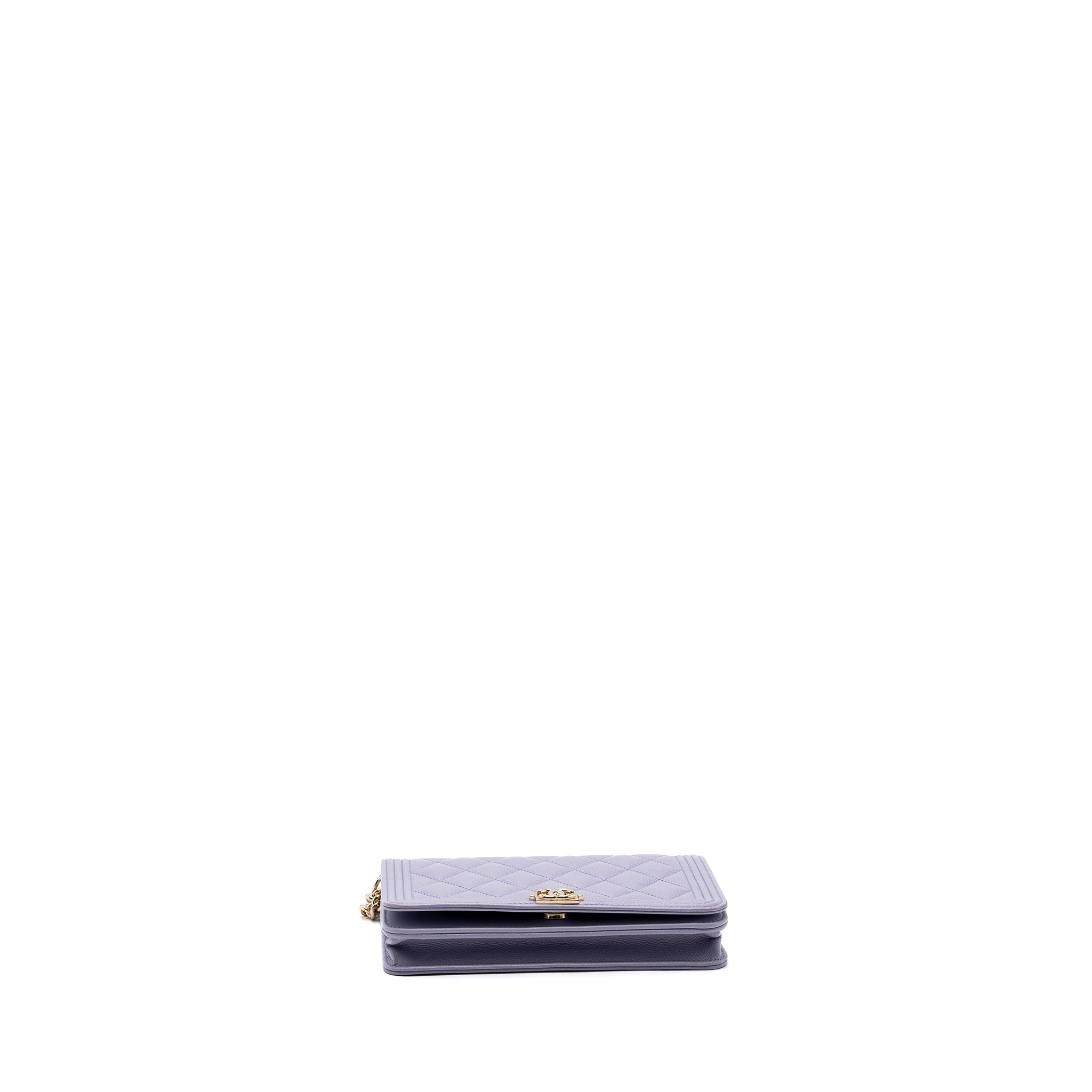 CHANEL BOY WALLET ON CHAIN CAVIAR LIALIC / LIGHT PURPLE LGHW (MICROCHIP)