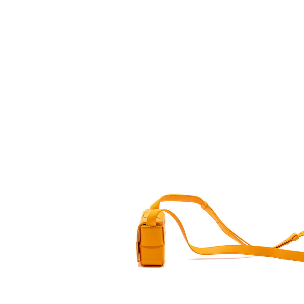 BOTTEGA VENETA MINI CASSETTE CROSSBODY BAG LAMBSKIN ORANGE GHW