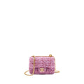 CHANEL 22P MINI SQUARE FLAP BAG TWEED PINK GHW (MICROCHIP)