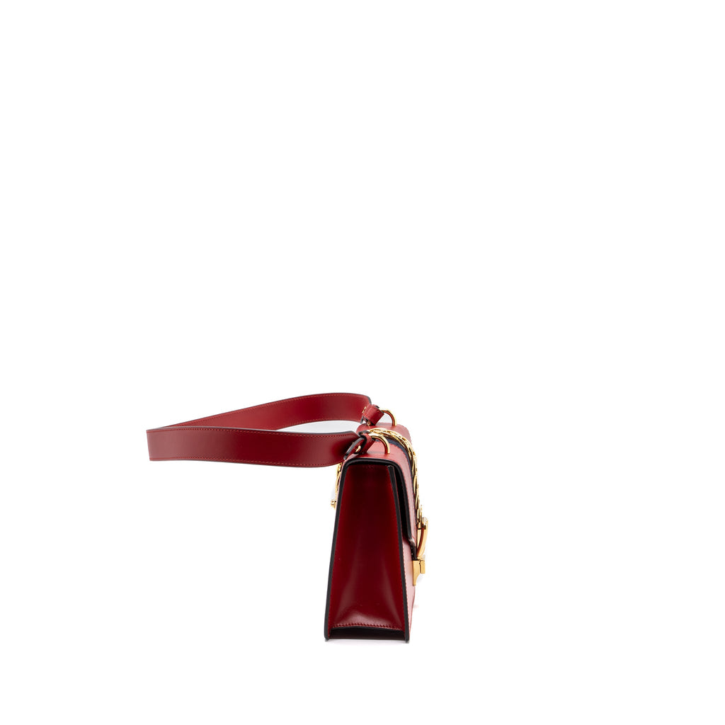 GUCCI SYLVIE SHOULDER BAG CALFSKIN RED GHW
