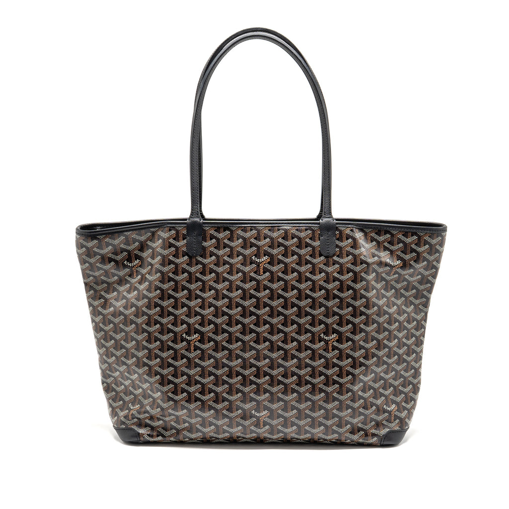 GOYARD ARTOIS MM TOTE BAG GOYARDINE CANVAS/CALFSKIN BLACK SHW