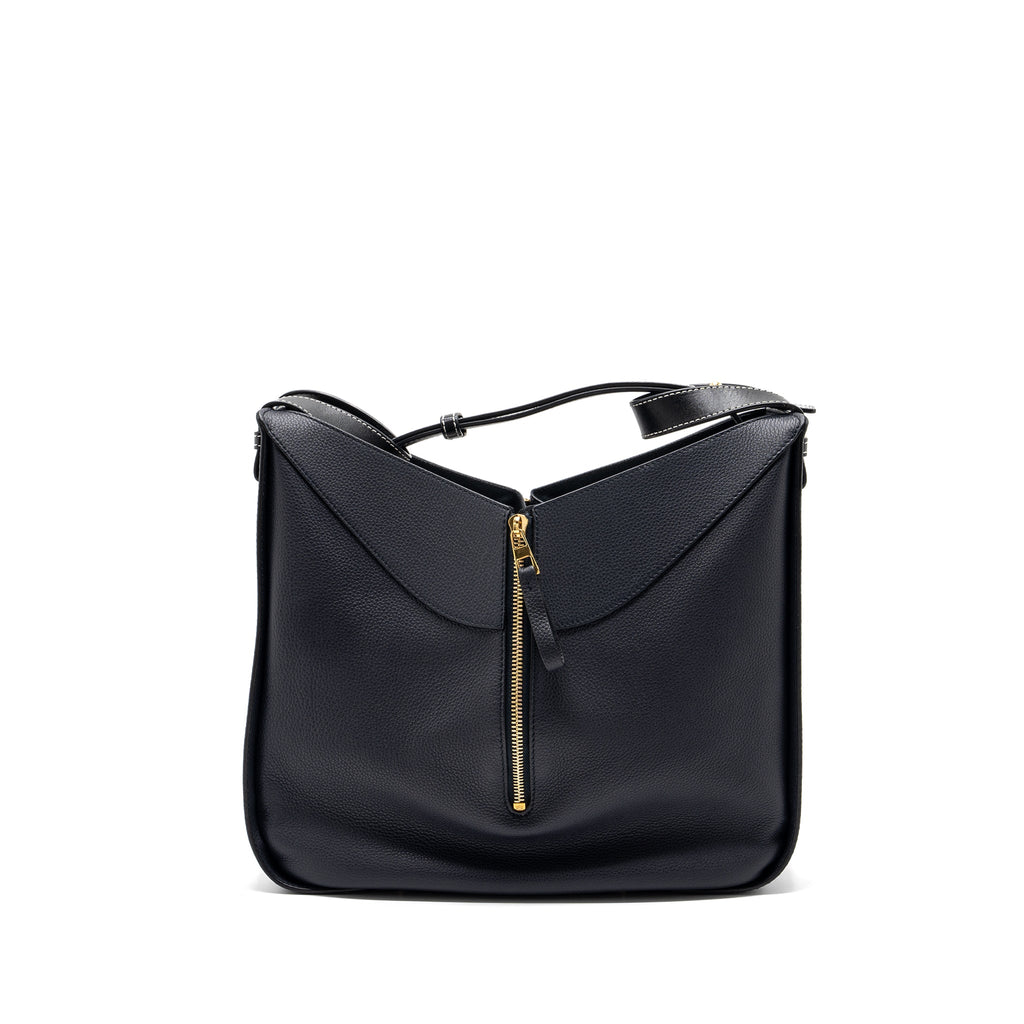 LOEWE MEDIUM HAMMOCK BAG GRAINED CALFSKIN DARK BLUE GHW