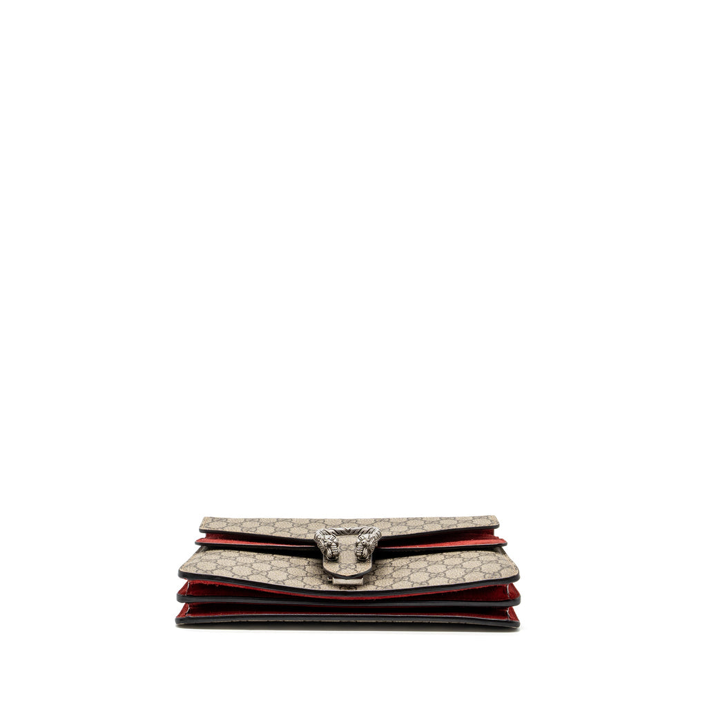 GUCCI SMALL DIONYSUS GG SHOULDER BAG GG SUPREME CANVAS/ RED SHW