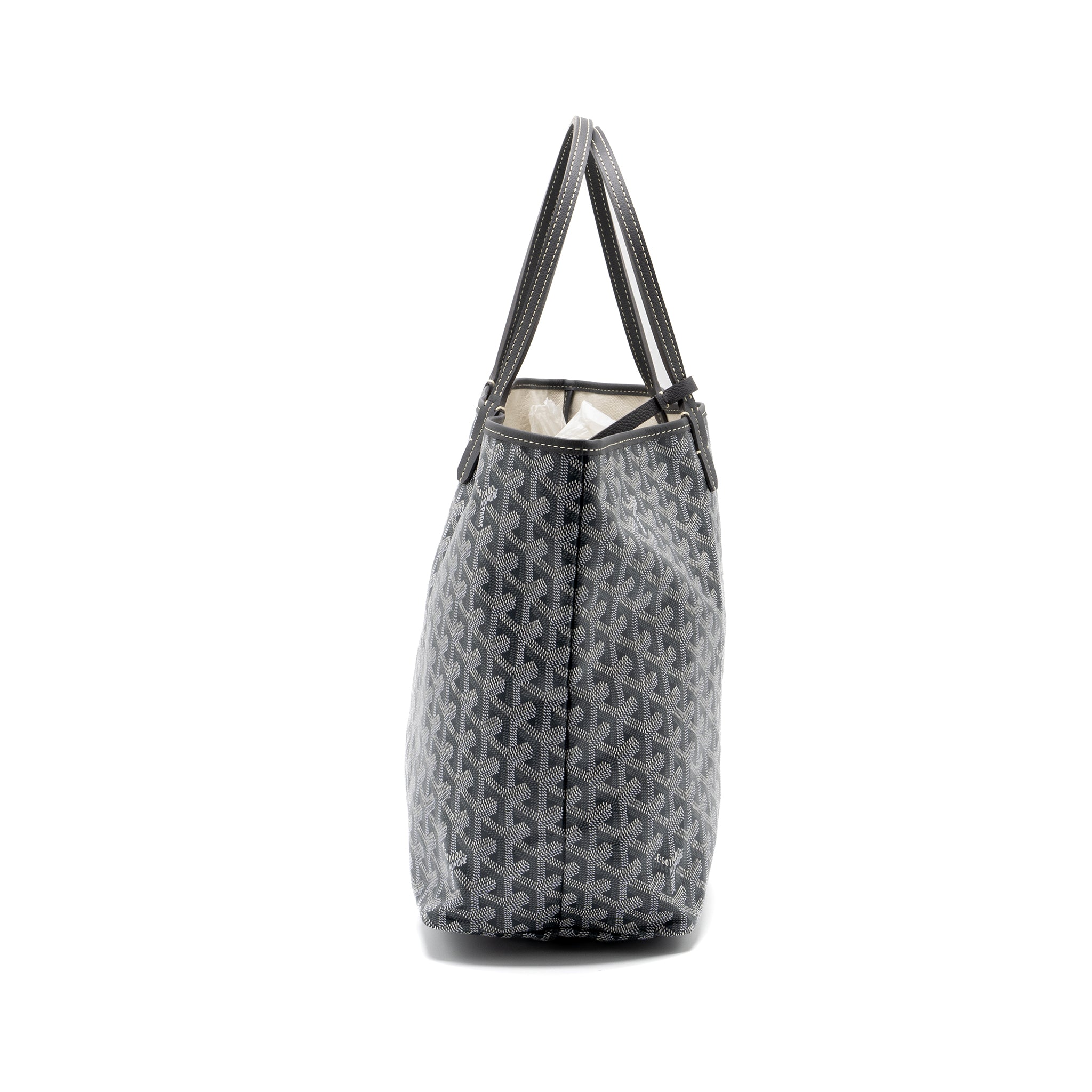 GOYARD SAINT LOUIS PM TOTE BAG GOYARDINE CANVAS GREY SHW