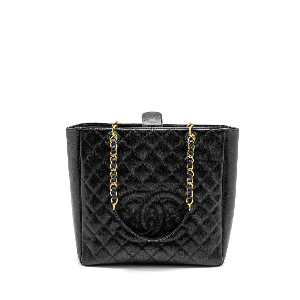CHANEL PETIT SHOPPING TOTE BAG CAVIAR BLACK GHW