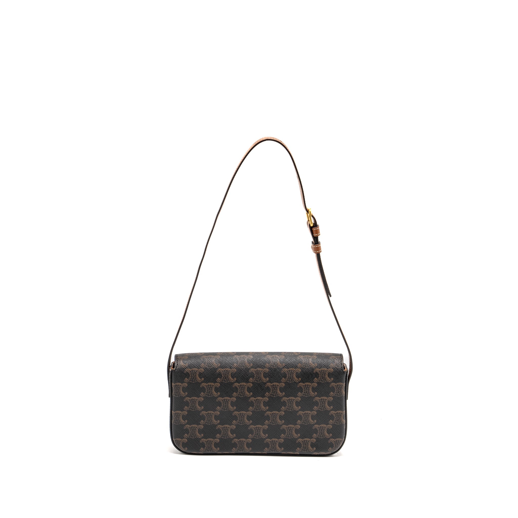 CELINE TRIOMPHE SHOULDER BAG TRIOMPHE CANVAS/CALFSKIN TAN GHW