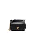 CHANEL LARGE TOP HANDLE FLAP BAG GRAINED CALFSKIN BLACK GHW