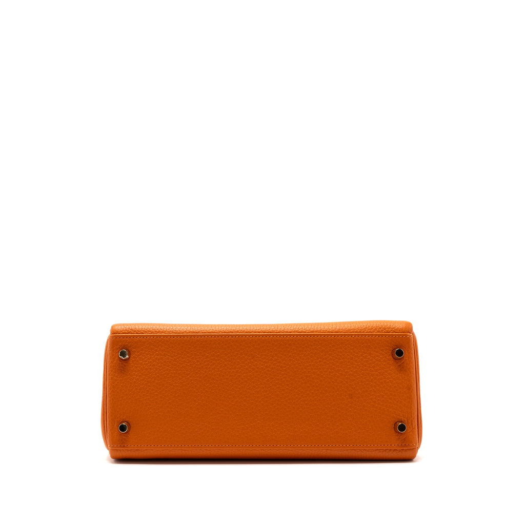 HERMES KELLY 28 CLEMENCE LEATHER 93 ORANGE GHW