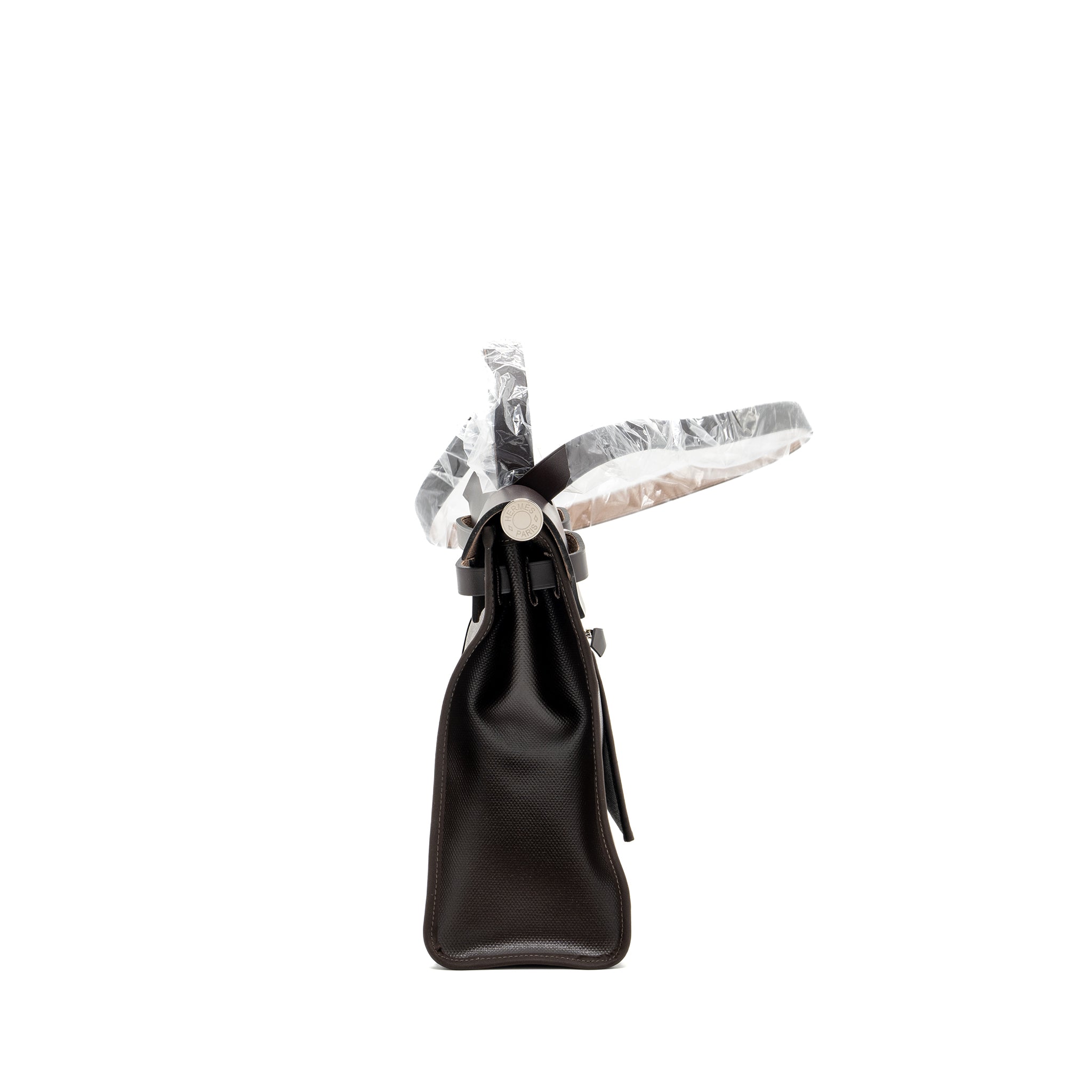 HERMES HERBAG 31 ZIP BAG CANVAS / HUNTER EBENE / ECRU SHW
