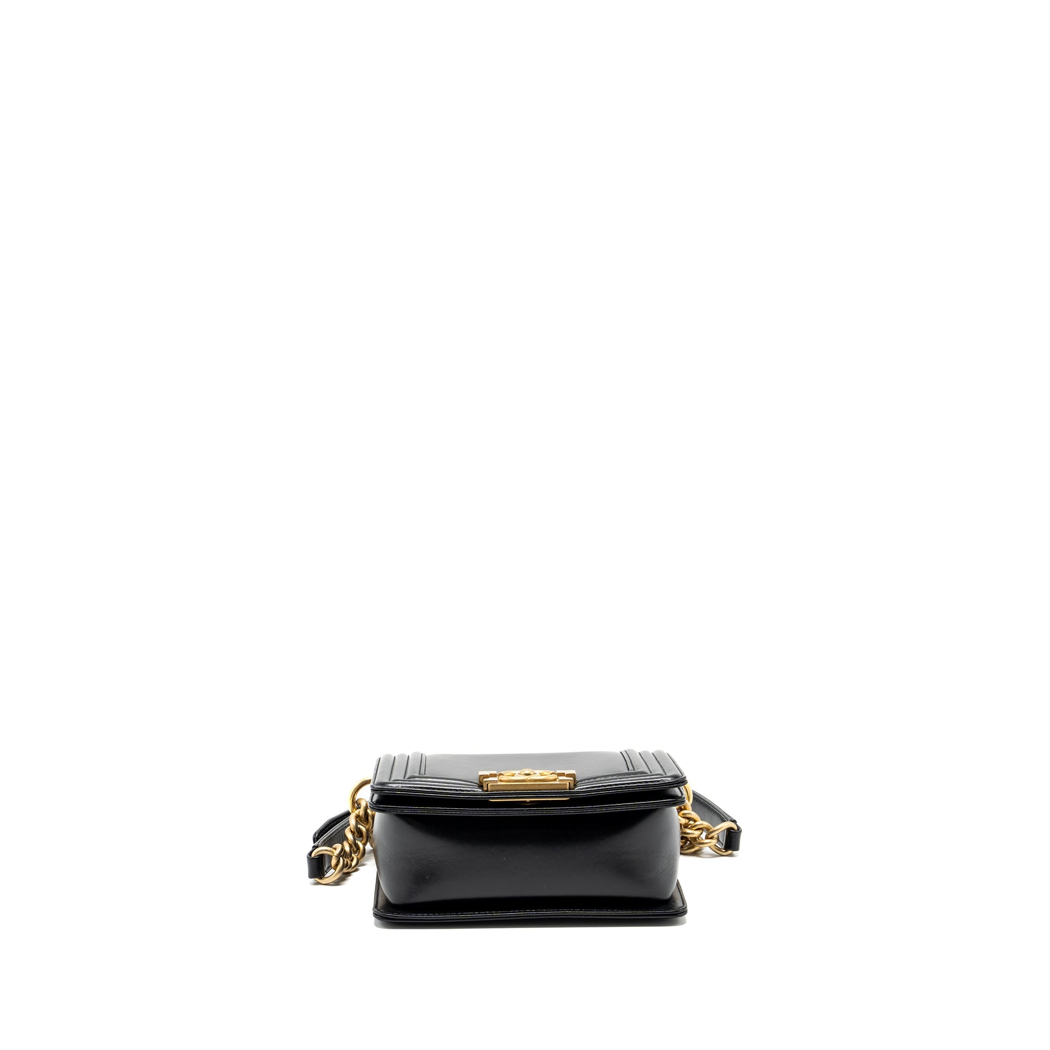 CHANEL MINI SQUARE BOY BAG LIMITED EDITION CALFSKIN BLACK GHW (MICROCHIP)