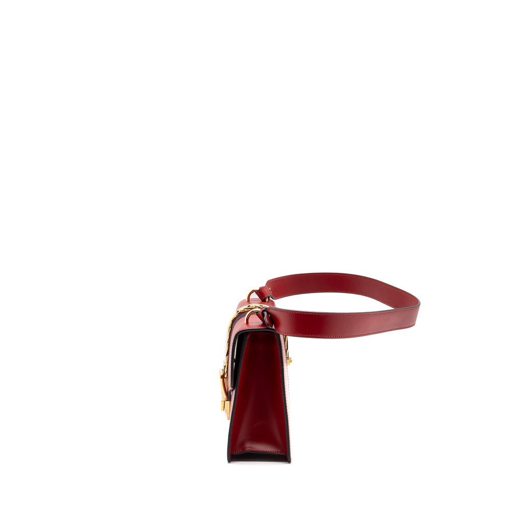 GUCCI SYLVIE SHOULDER BAG CALFSKIN RED GHW